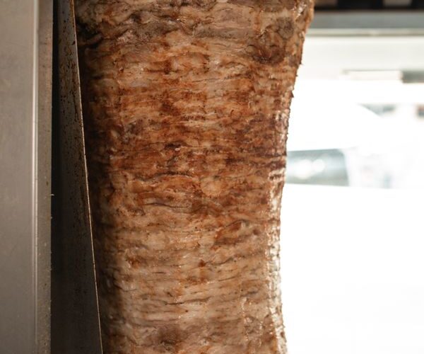 donair meat on vertical spit