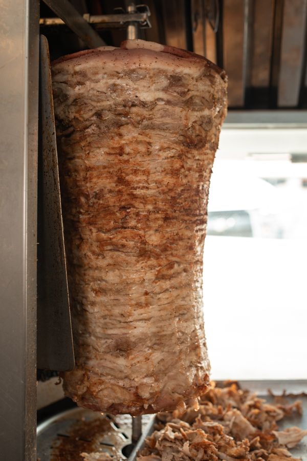 donair meat on vertical spit
